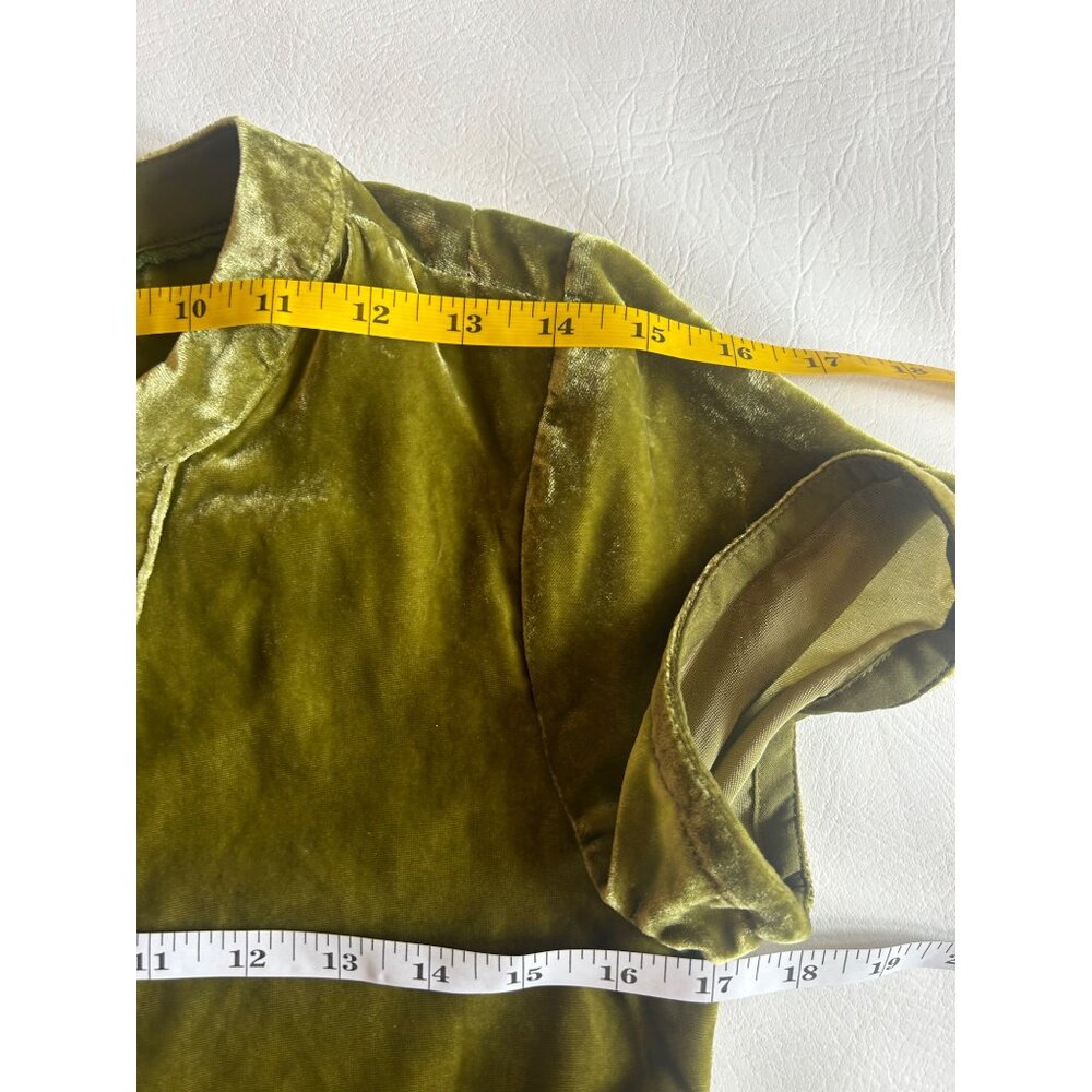 Maeve By Anthropologie XS Olive Green Tiered Velvet Dress XS - Picture 7 of 8